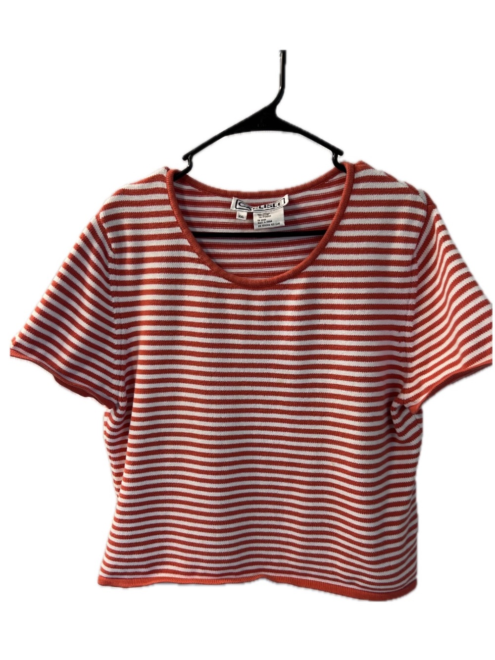 Carlisle Orange and White Striped Knit Crop Top